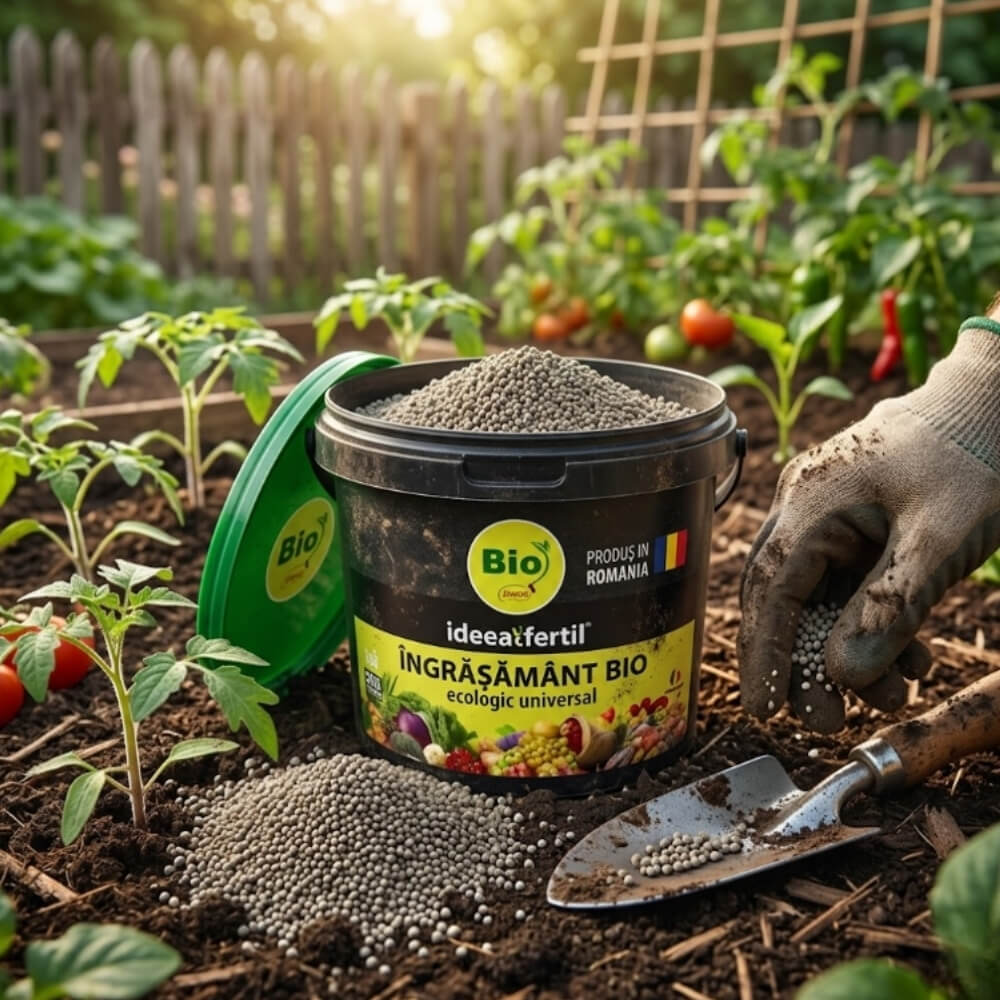 Ingrasamant BIO Universal IDEEAFERTIL, Granulat, Certificat ECOCERT®, Eliberare Lenta, pentru Legume, Fructe si Gazon, 2.5 KG, Produs in Romania