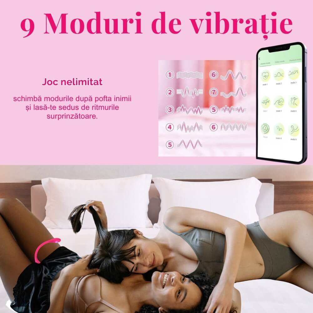 Vibrator Bluetooth cu control prin aplicatie, DrKala®, Stimulare clitoris si punct G, 9 moduri vibratii, silicon premium, rezistent la apa, Roz