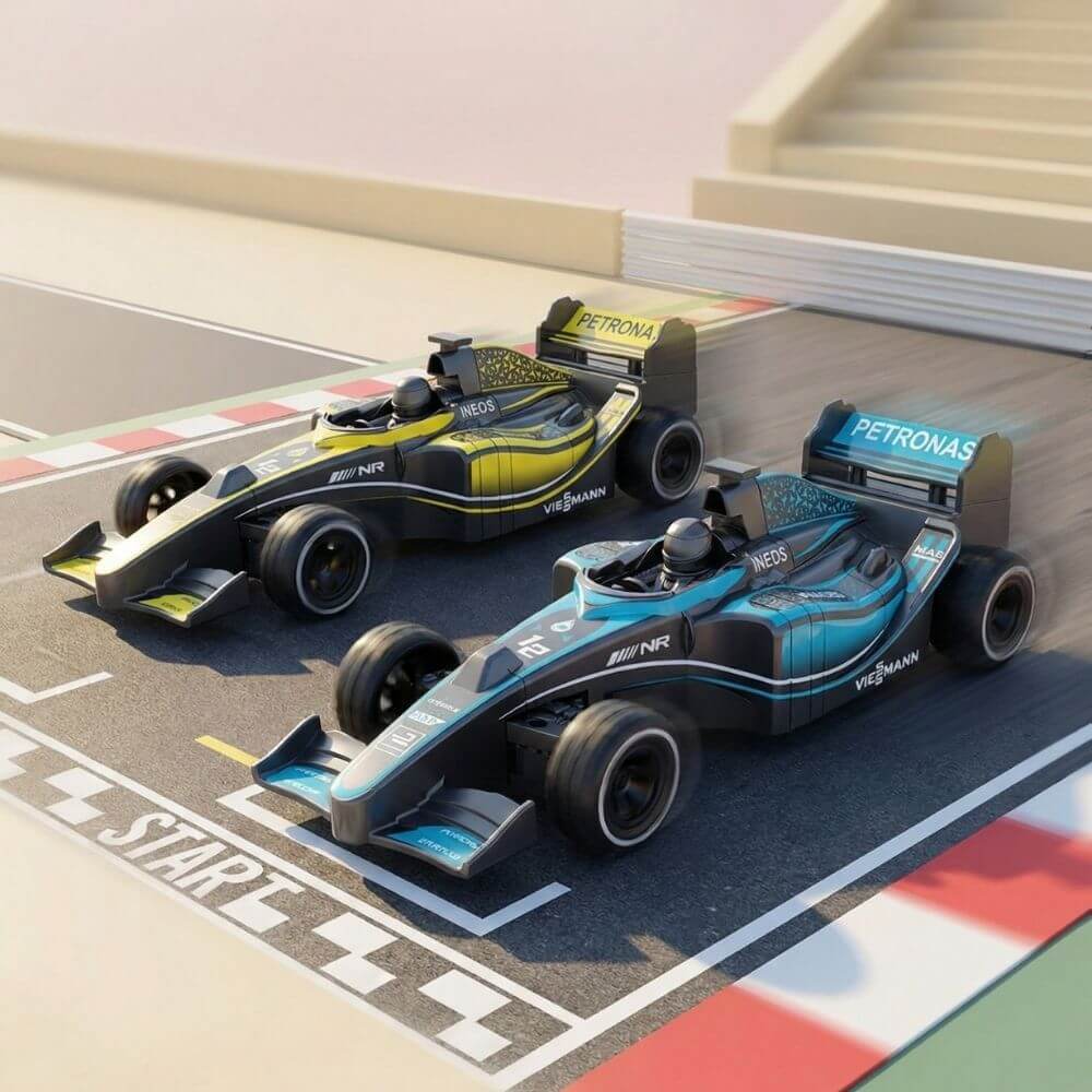 Mașină cu telecomandă RC 1:18, Model Formula 1, Curse și Viteză 10 km/h, Jucărie RC pentru copii 6+ ani, Negru/Albastru