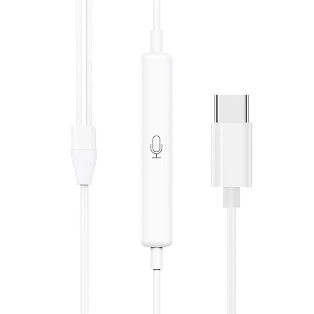 Casti cu Fir, In-ear, Microfon & Control Volum, Mufa Type-C, Alb