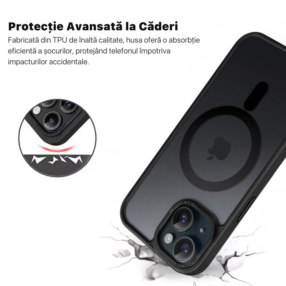 Husa de Protectie DigikalaX@, Compatibila Apple iPhone 15, MagSafe, Negru