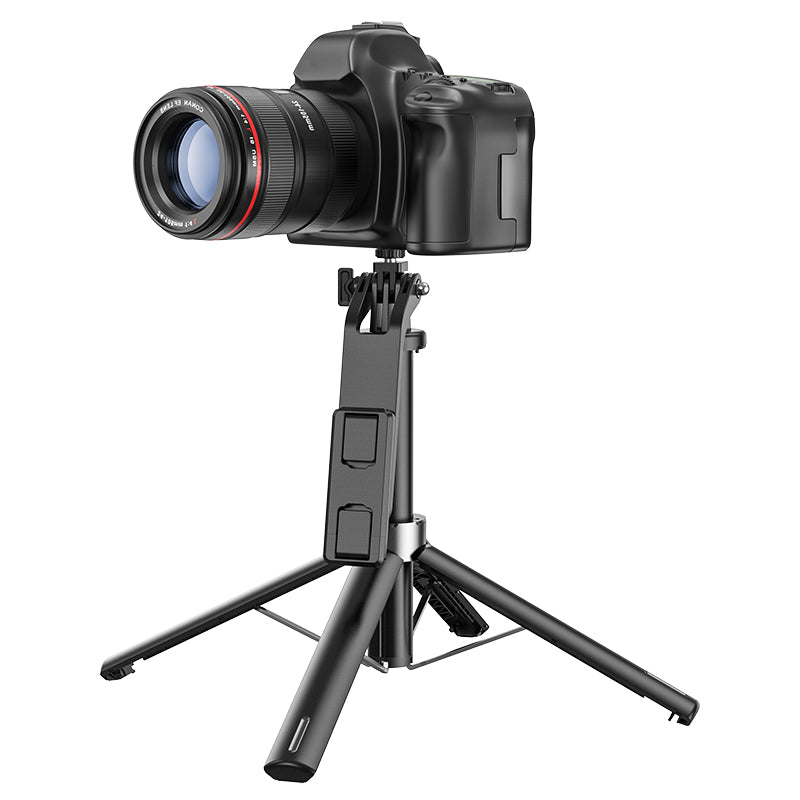 Selfie Stick Hoco Quadropod din Aluminiu, Bluetooth cu telecomanda, Negru