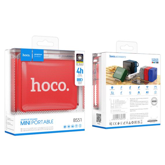 Boxa Portabila Bluetooth Hoco Mini, TWS , Rosu