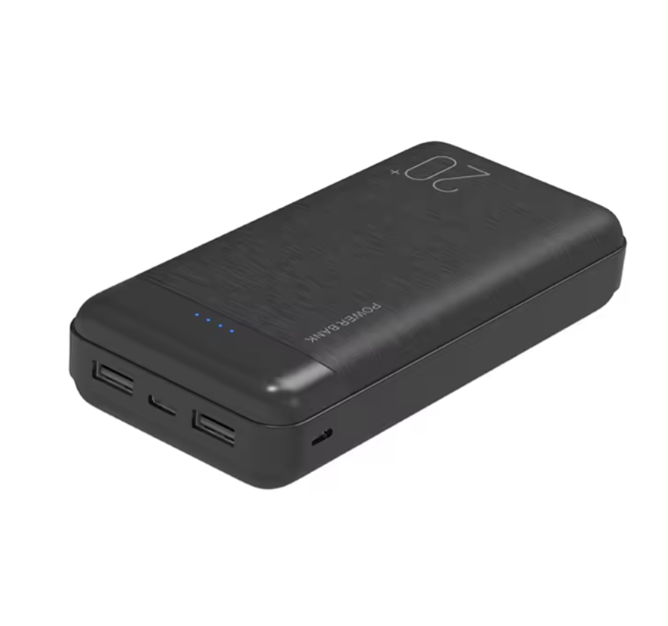 Baterie externa 4 porturi, Famous, 20000mAh, LED, Bidirectional Quick Charge, port Type-C, 2 porturi USB, 1 port Micro, Universal, conectivitate micro USB, Negru