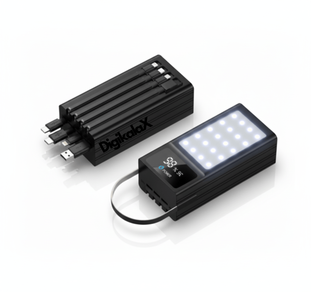 Baterie Externă PowerBank – 80.000mAh, 2.1A, 6 Porturi Ieșire, Lanternă 24 LED, Display Digital