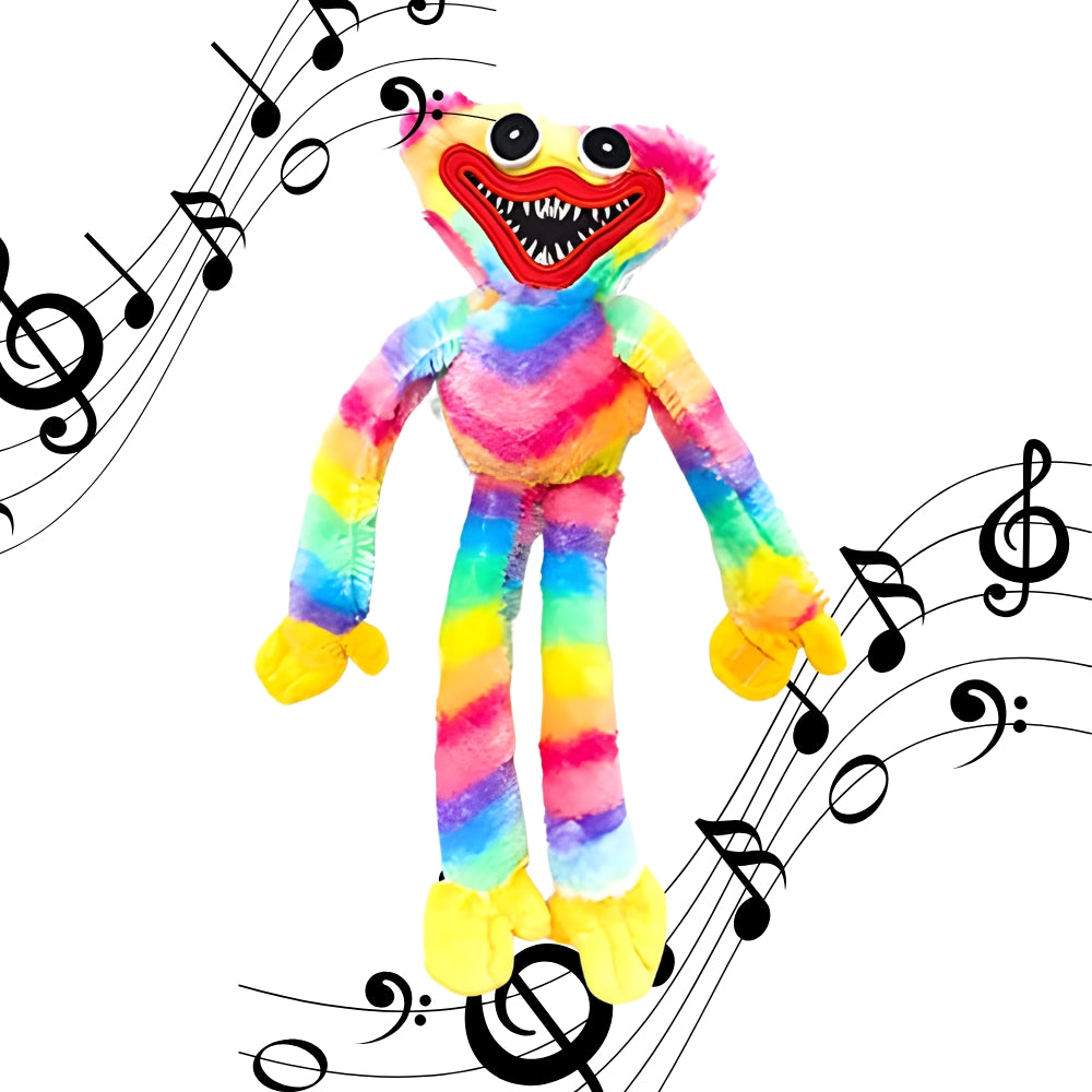 Jucarie Interactiva Plus Vorbitor Huggy Wuggy si Kissy Missy, Imita, Repeta si Canta, 40 cm, Albastru/Roz
