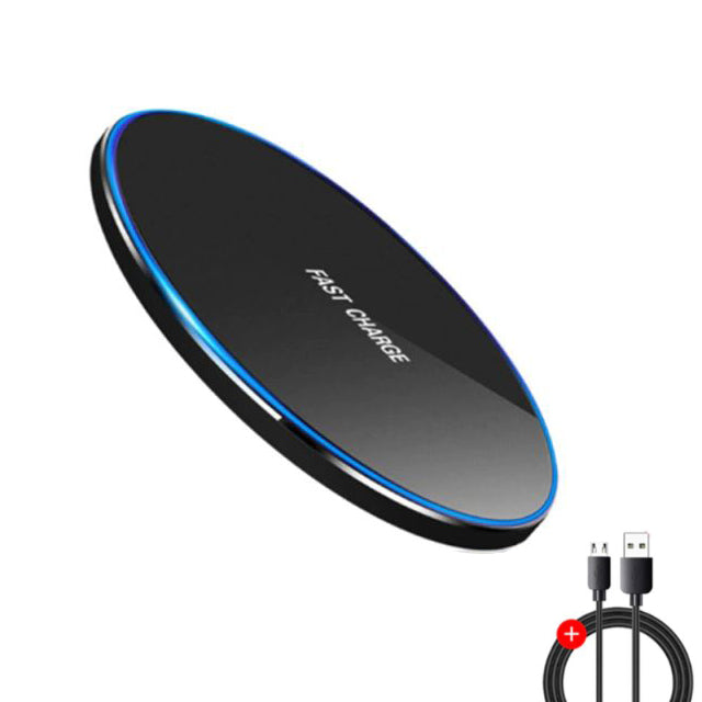 Incarcator Wireless, Fast Charge, 15W, Slim, Cablu inclus, Negru