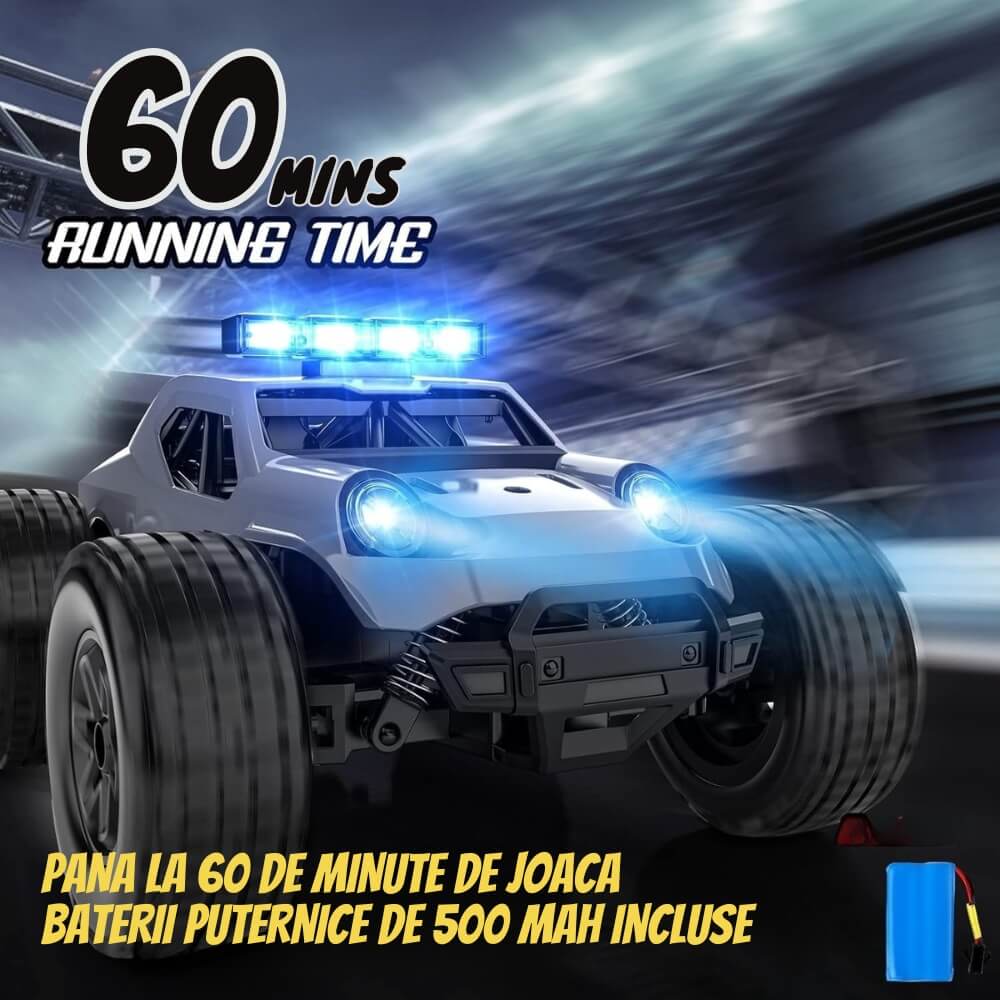 Masina cu telecomanda Monster Truck RC Off-Road, 25km/h, Scara 1:20, Suspensii Anti-Soc, Anvelope High-Grip, Acumulator inclus, Gri