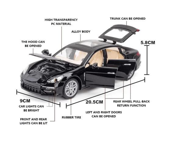 Masina, Metal, Porsche Panamera, Cu lumini si sunete, 1:24
