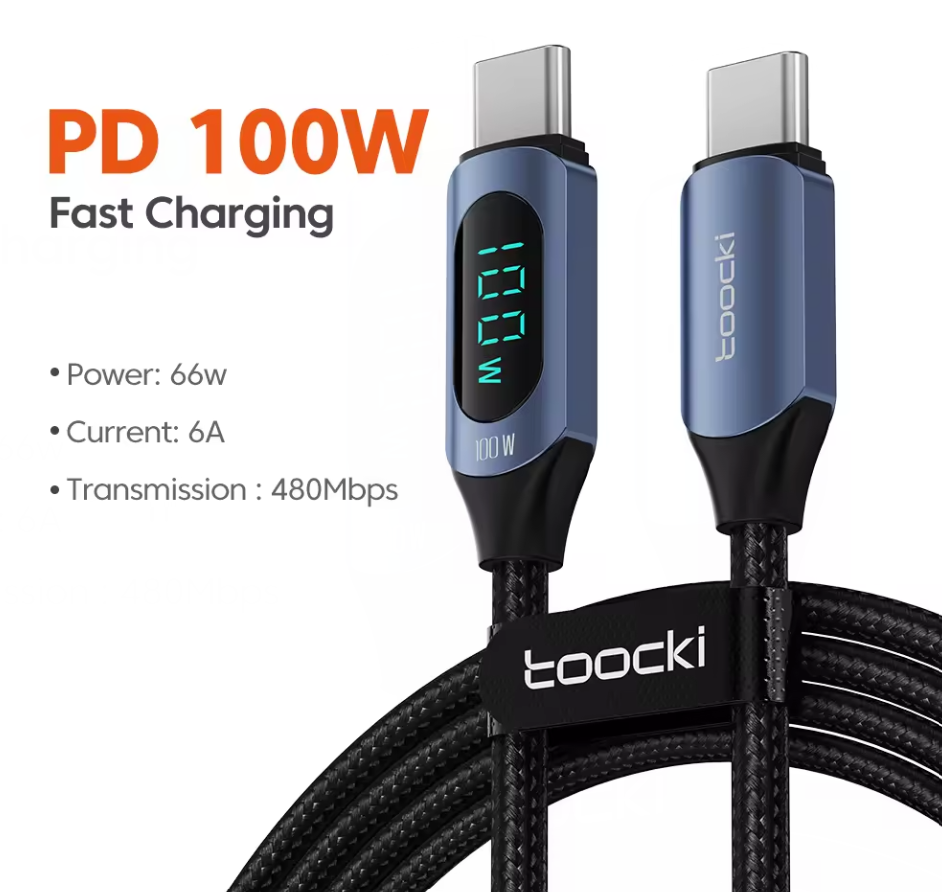 Cablu de date/incarcare USB Type-C to Type-C 100W, 1m, Negru