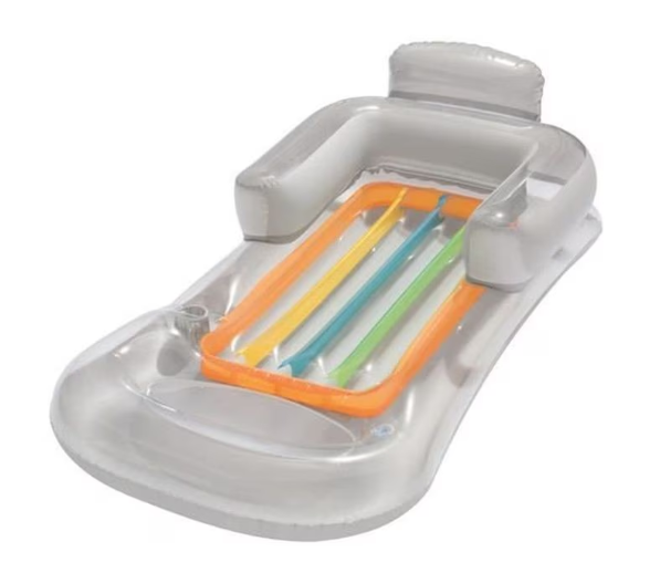 Saltea gonflabila pentru piscina, fotoliu sezlong 150x77 cm, suport pahar, gri