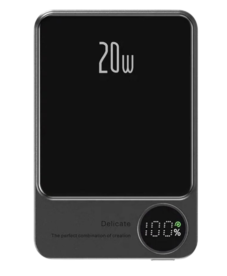 Baterie Externa Wireless Magnetica 5.000 mAh, Fast Charge 20W, Negru