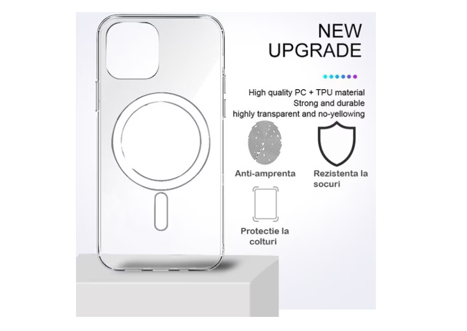 Husa Transparenta MagSafe, compatibila cu Apple iPhone 13
