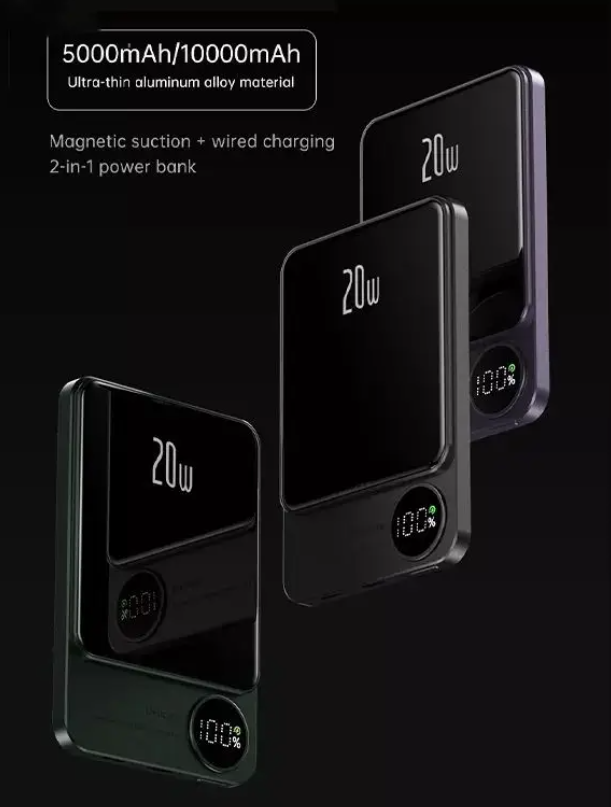 Baterie Externa Wireless Magnetica 10.000 mAh, Fast Charge 20W, Green