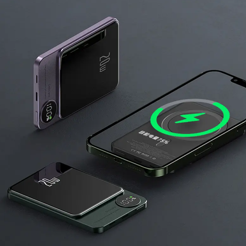 Baterie Externa Wireless Magnetica 10.000 mAh, Fast Charge 20W, Green