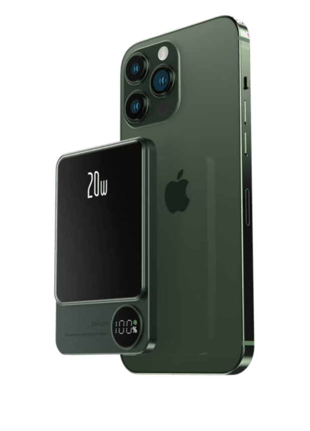 Baterie Externa Wireless Magnetica 10.000 mAh, Fast Charge 20W, Green
