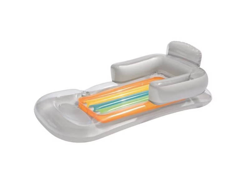 Saltea gonflabila pentru piscina, fotoliu sezlong 150x77 cm, suport pahar, gri