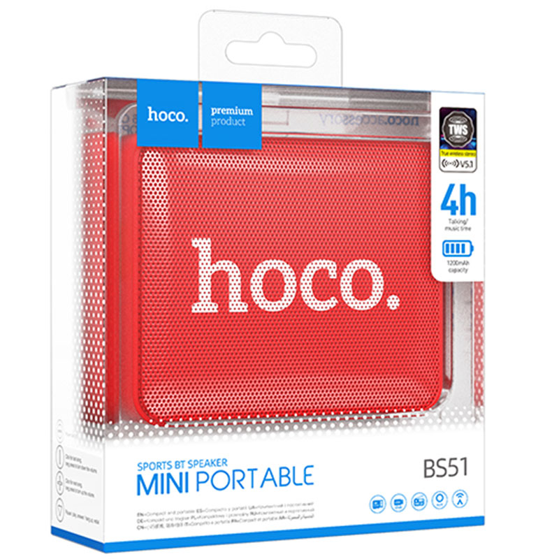 Boxa Portabila Bluetooth Hoco Mini, TWS , Rosu