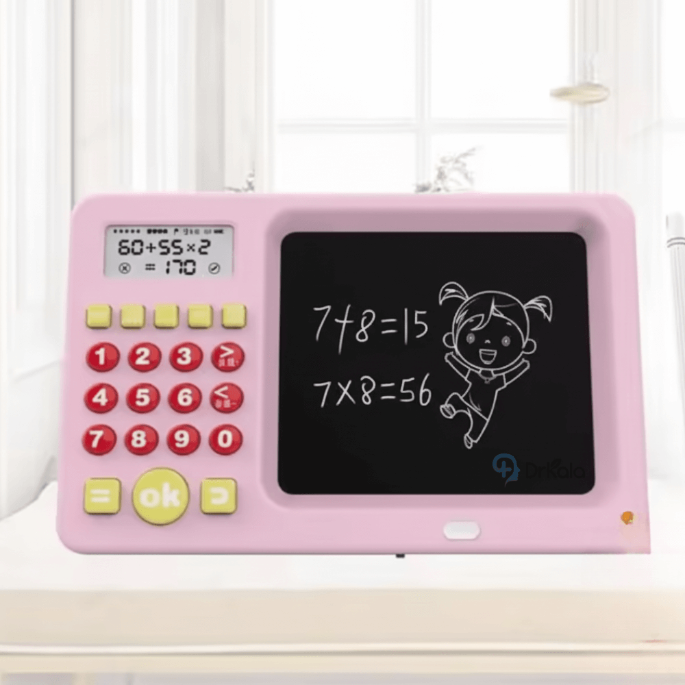 Tablă Interactivă cu Calculator pentru Copii, Stilou Inclus – Jucărie Educativă pentru Matematică și Desen, Roz