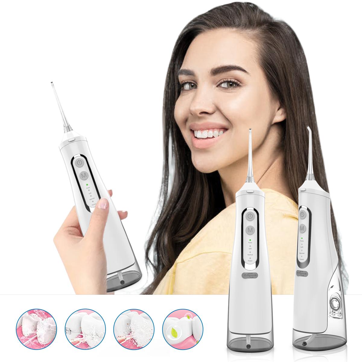 Irigator Oral Profesional, Dus Bucal Portabil, Rezervor 310ml, 4 Duze, Alb