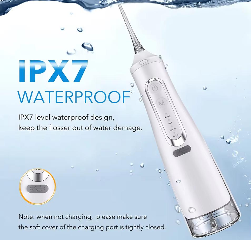 Irigator Oral Profesional, Dus Bucal Portabil, Rezervor 310ml, 4 Duze, Alb
