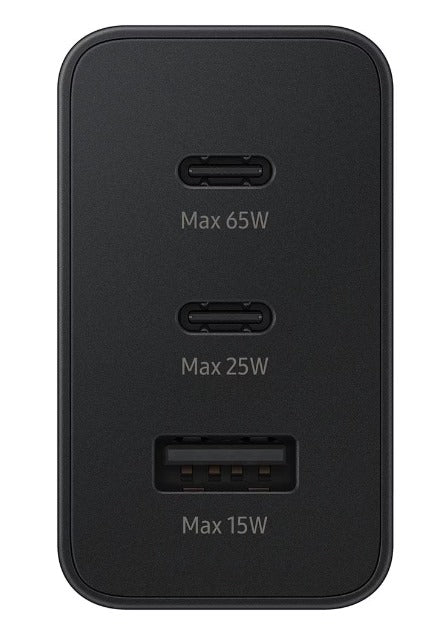 Incarcator Super Fast Charge, 65W, 3 porturi, USB Type-C, compatibil cu Samsung, Huawei, iPhone, MacBook, Negru