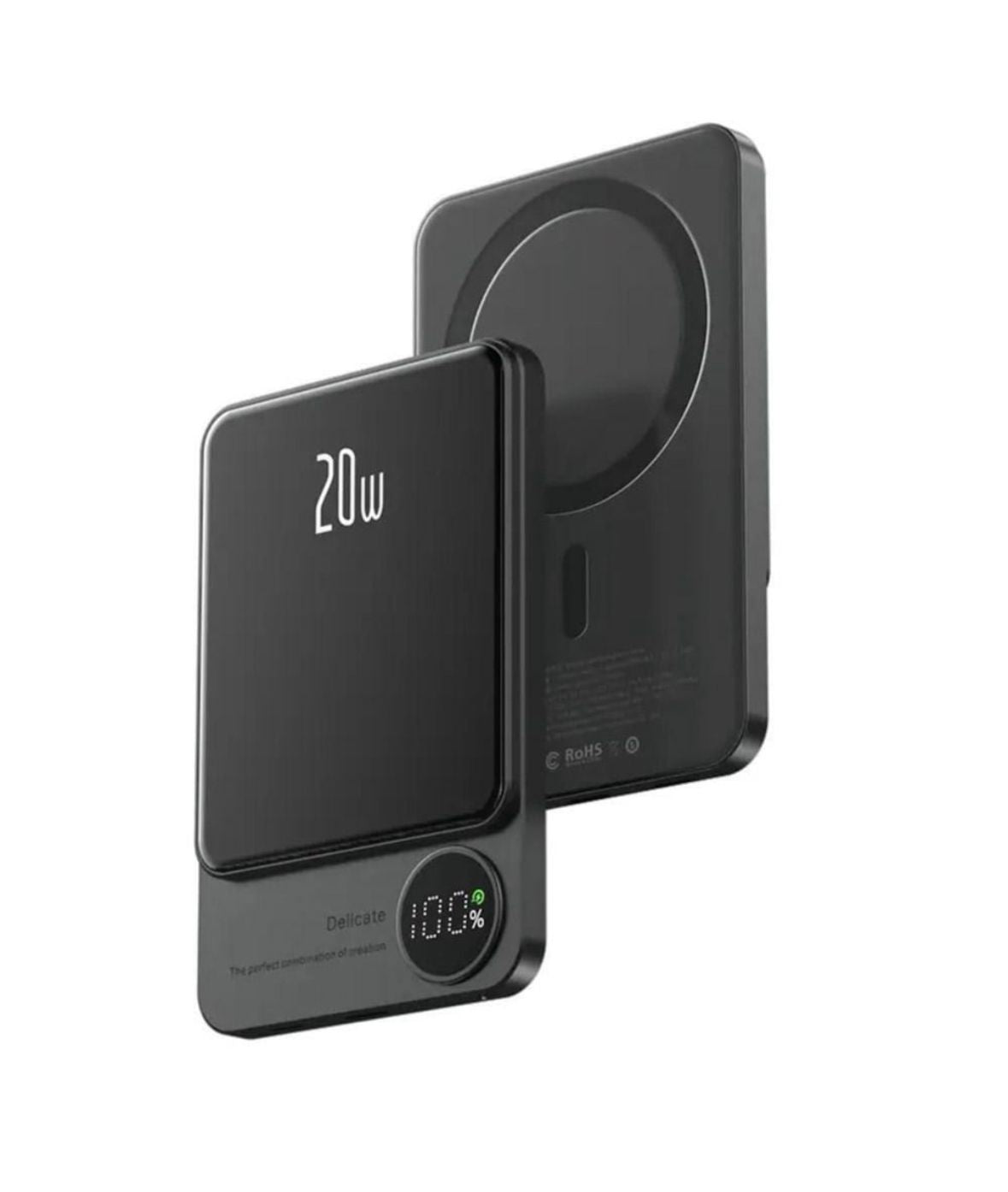 Baterie Externa Wireless Magnetica 10.000 mAh, Fast Charge 20W, Negru