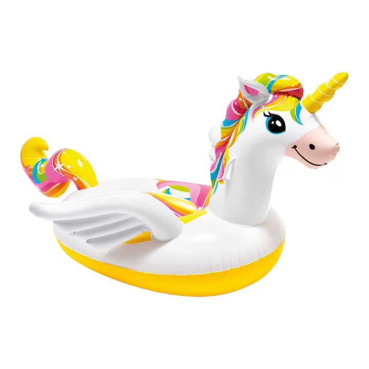 Saltea gonflabila Unicorn Ride‑On, 226 x 173 x 97 cm, Colac Piscine, ideala pentru Plaja & Piscina, Alb
