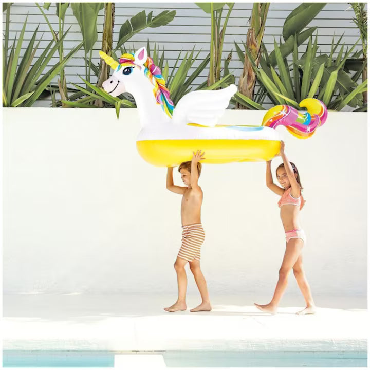 Saltea gonflabila Unicorn Ride‑On, 226 x 173 x 97 cm, Colac Piscine, ideala pentru Plaja & Piscina, Alb