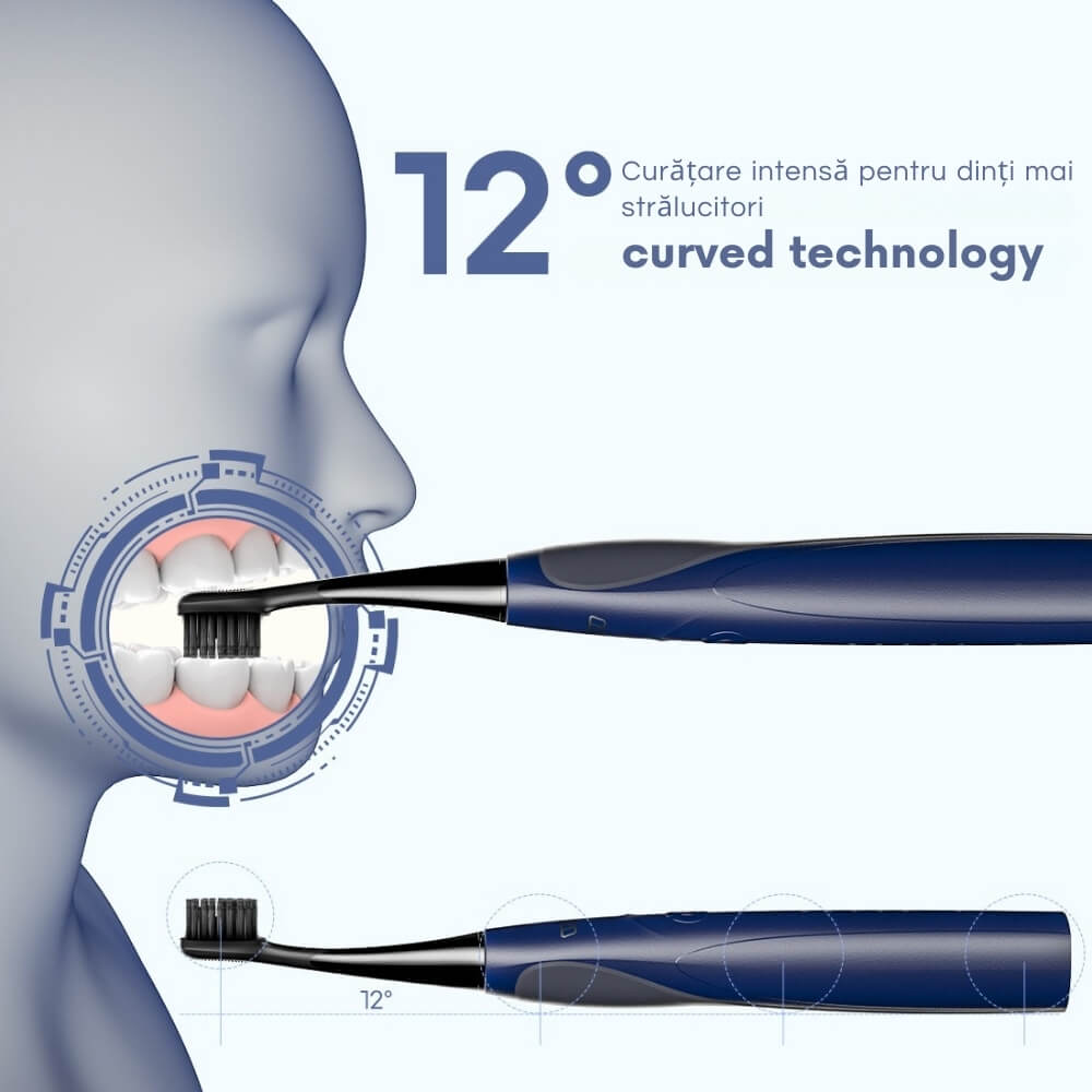 Periuta de dinti electrica, sonica, DrKala SG-540, Cu Carbune activ pentru albire, 5 Moduri, 8 Capete, pana la 42.000 vibrații/min, IPX7