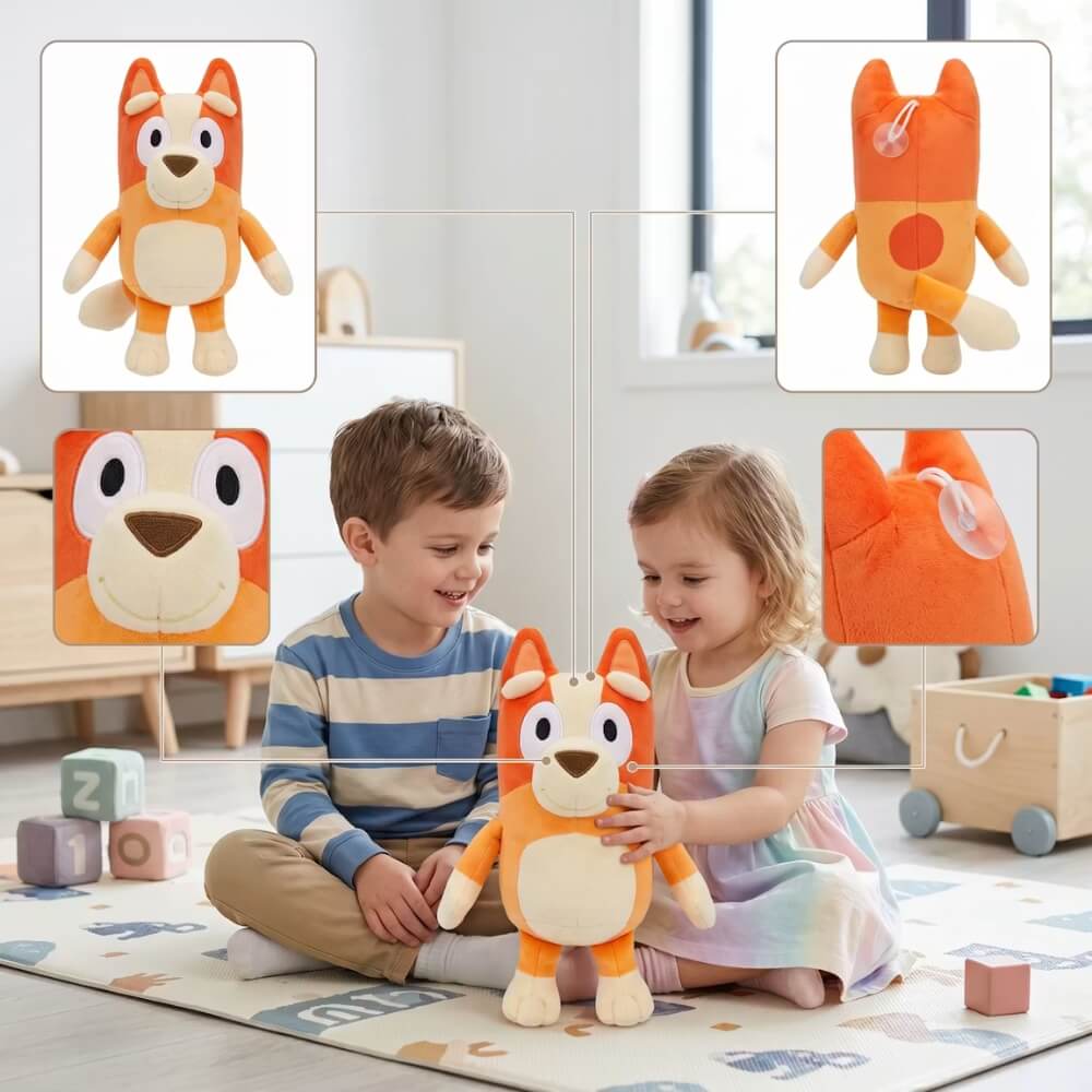 Set Jucarii de Plus Bluey si Bingo 28 cm, Personaje Bluey, Plus Moale, Cadou Perfect pentru Copii, Jucarii de Imbratisat, Multicolor