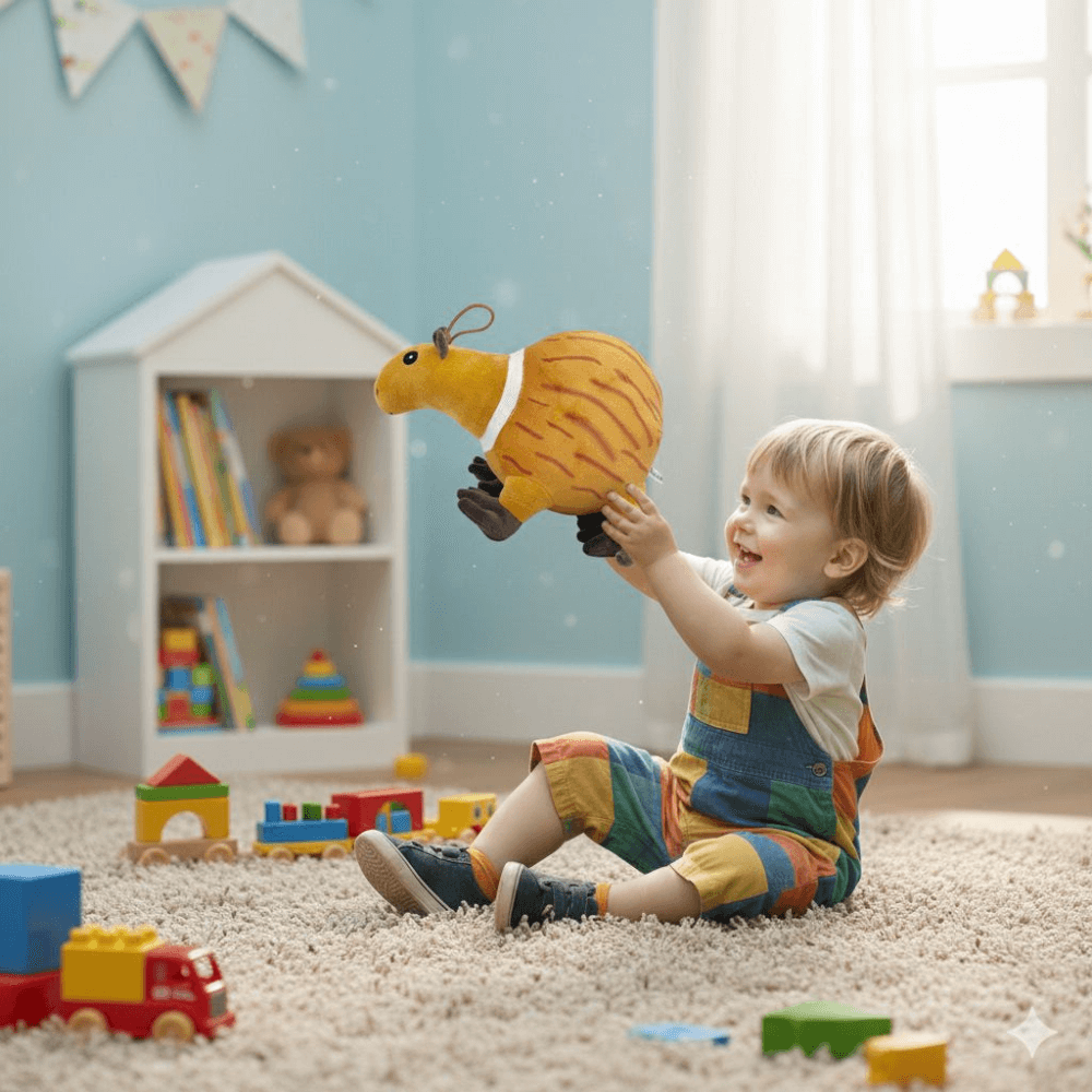 Jucarie de plus Capibara, colectia italiana Brainrot, Burbaloni Luliloli, 25 cm, Maro