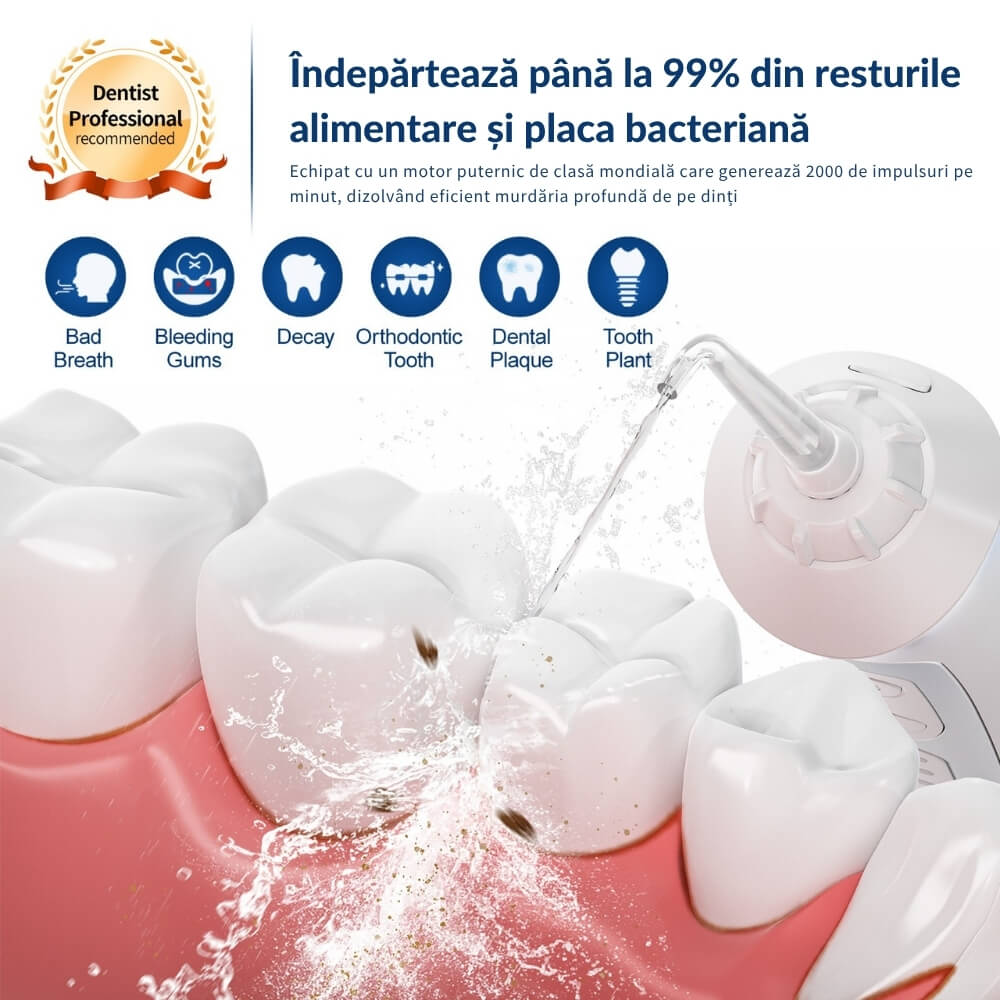 irigator dentar portabil recomandat pentru aparate dentare si punți