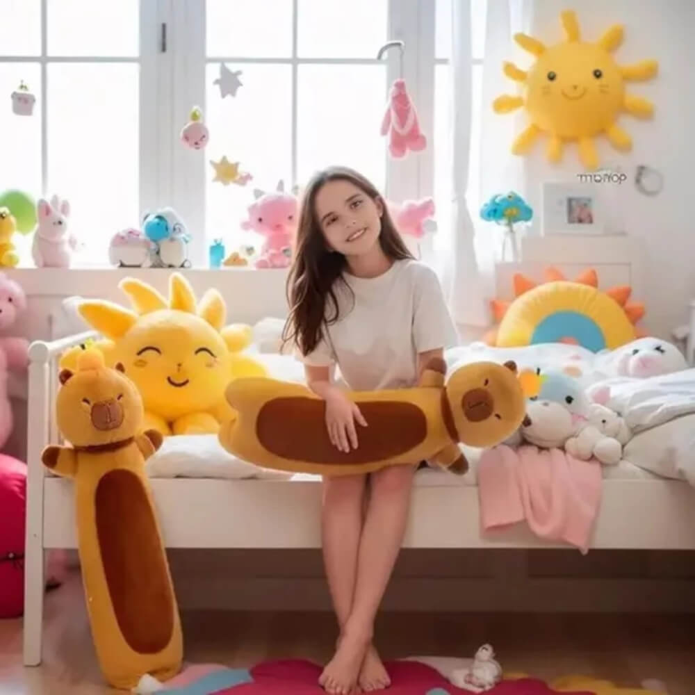 Jucarie de Plus, Tip perna, Capibara 70 cm, Cadou pentru Copii si Adulti, Maro