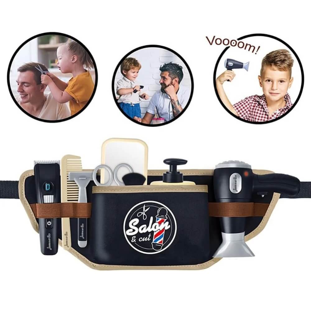 Set Jucarii Salon de Coafura pentru Copii, Accesorii Frizerie si Styling, Negru, 3+ Ani