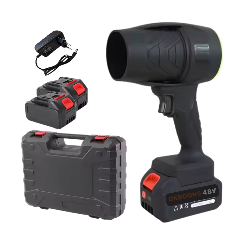 Suflanta Aer DigikalaX®, 48V, cu 2 Acumulatori, Incarcator inclus, Portabila, Puternica si Eficienta, pentru Curatare si Gradina, Negru