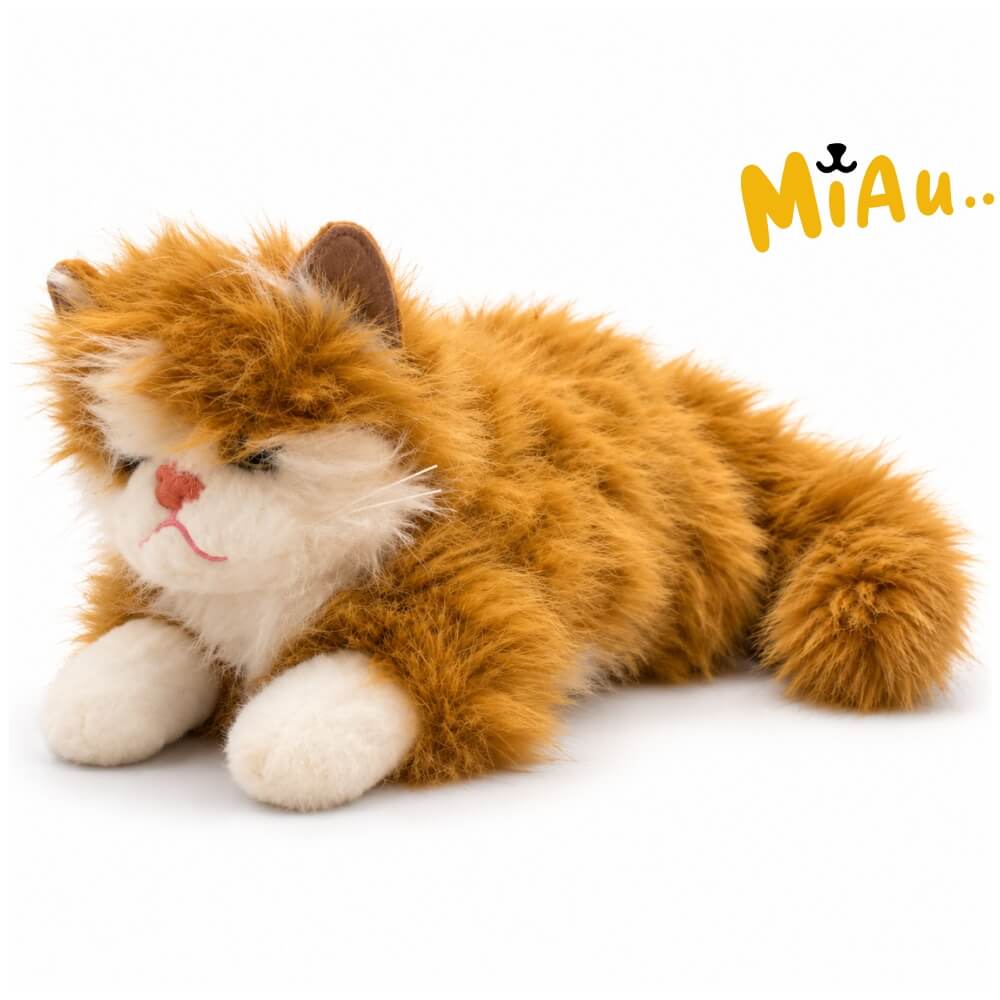 Jucărie de Pluș Pisică Blănoasă Interactivă cu Sunet Miau-Miau, 50 cm, Bej