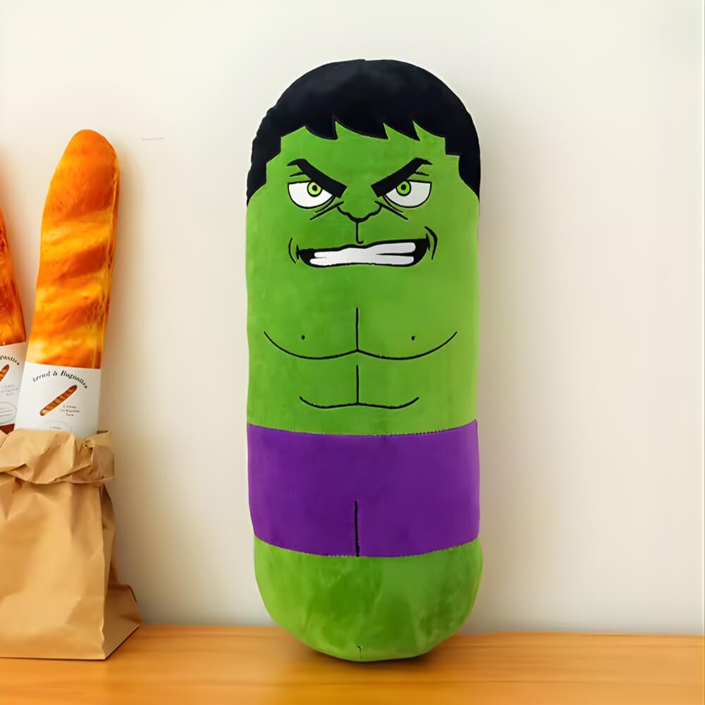 Jucarie de Plus si Perna Moale Hulk, Marvel Avengers, 50 cm, Design Cilindric, Verde