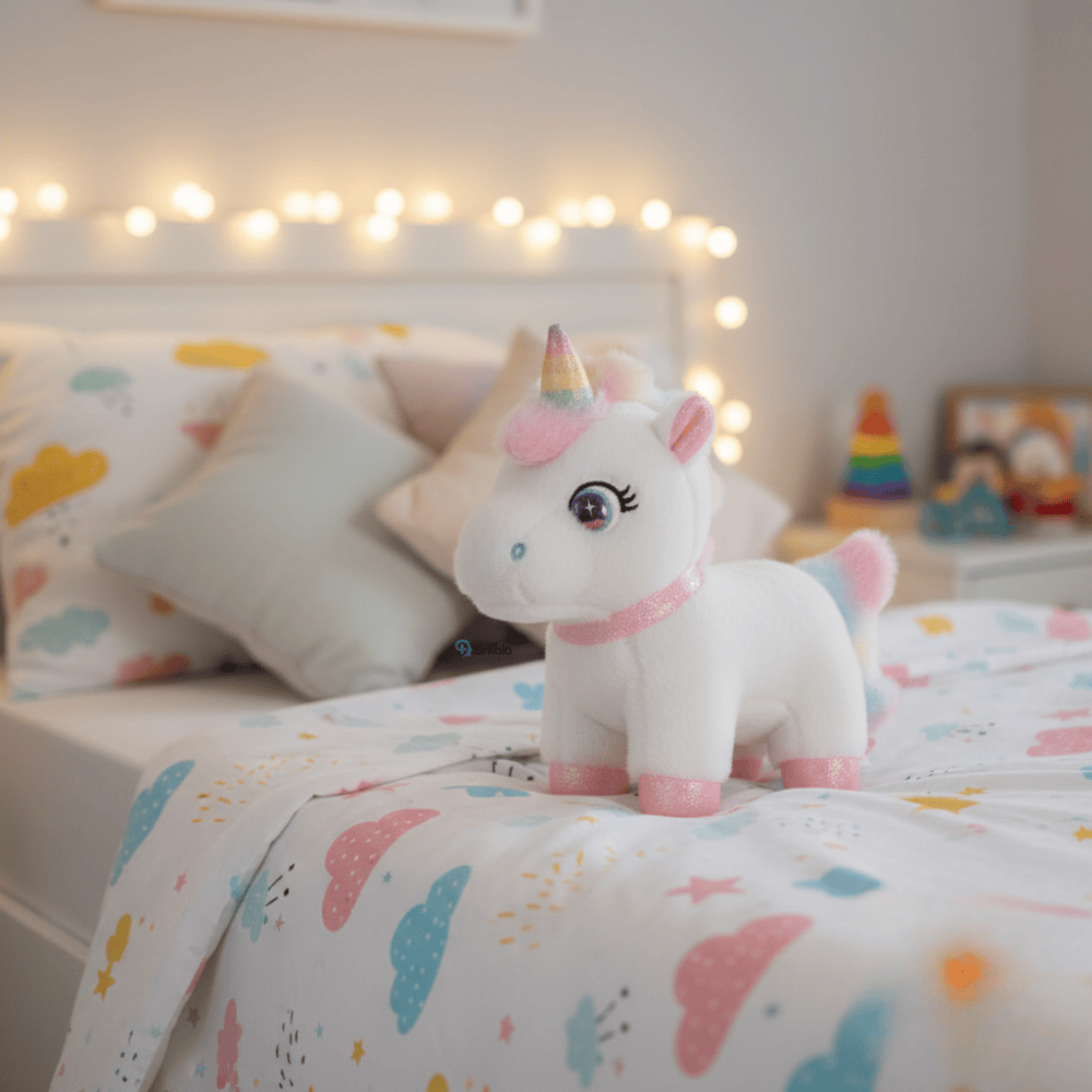 Jucărie de Pluș Unicorn Alb/Roz, 25 cm – Cadou Magic pentru Copii, Design Premium