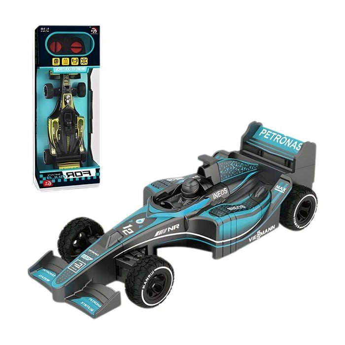 Mașină cu telecomandă RC 1:18, Model Formula 1, Curse și Viteză 10 km/h, Jucărie RC pentru copii 6+ ani, Negru/Albastru