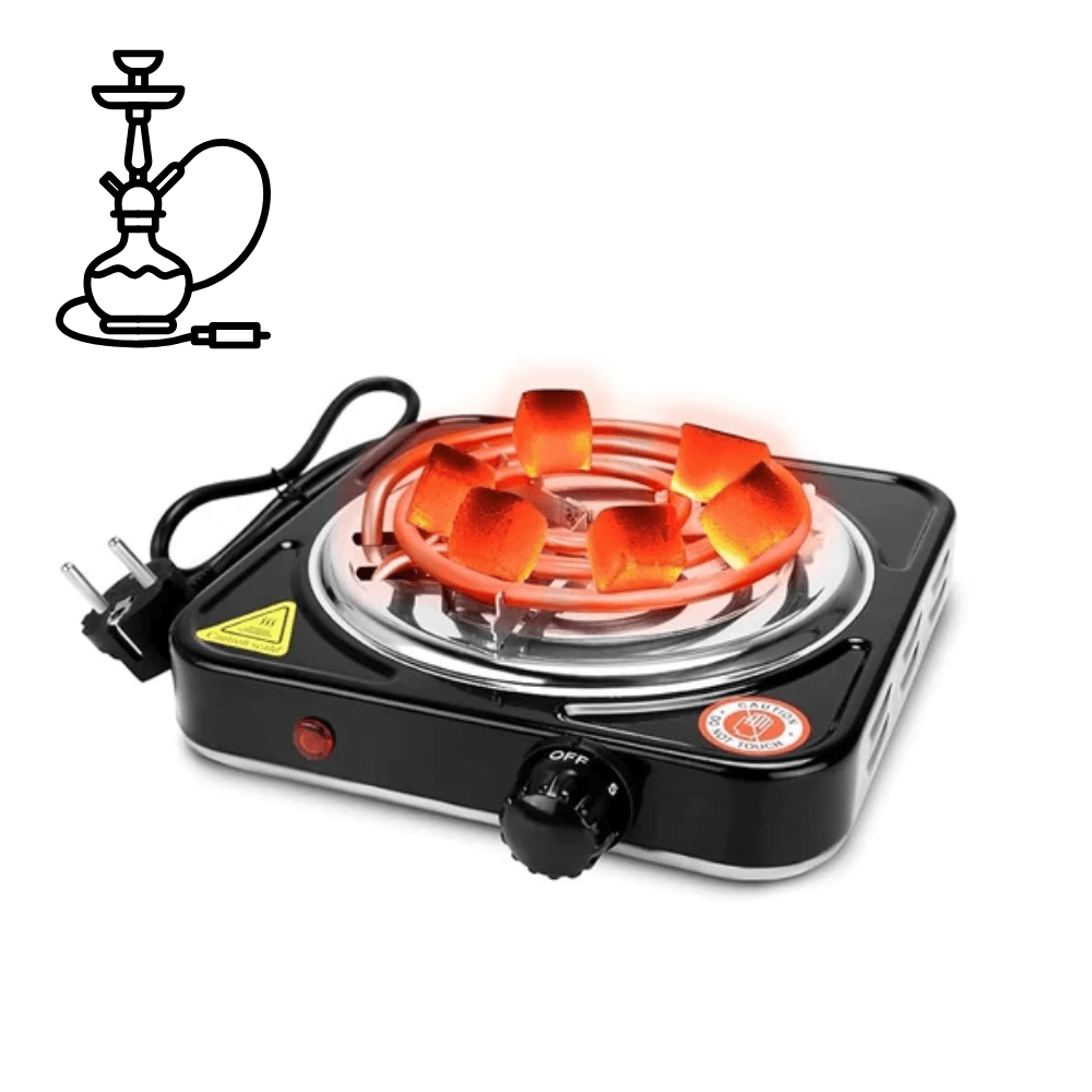 Aprinzator Electric Premium pentru Carbuni Narghilea, 1000W, Termostat Automat, Protectie la Supraincalzire, Invelis Antiaderent, Indicator On/Off, Incalzire Rapida, Negru