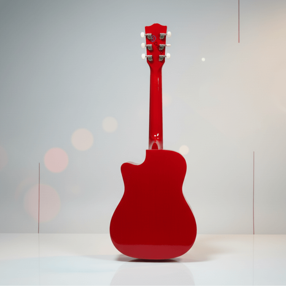 Chitară Acustică pentru Copii, 6 Corzi, 55 cm, Model Roșu-Negru, Jucărie Muzicală Educativă