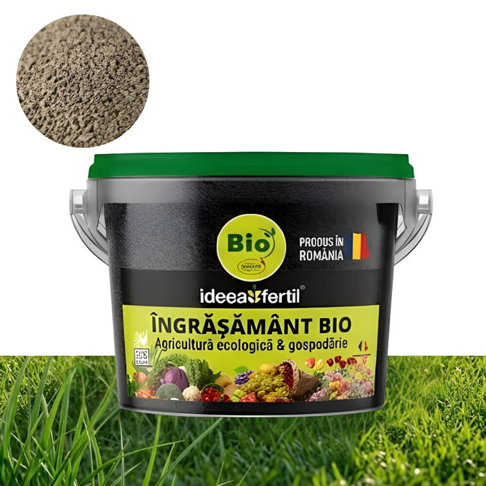 Ingrasamant BIO Universal IDEEAFERTIL, Granulat, Certificat ECOCERT®, Eliberare Lenta, pentru Legume, Fructe si Gazon, 2.5 KG, Produs in Romania