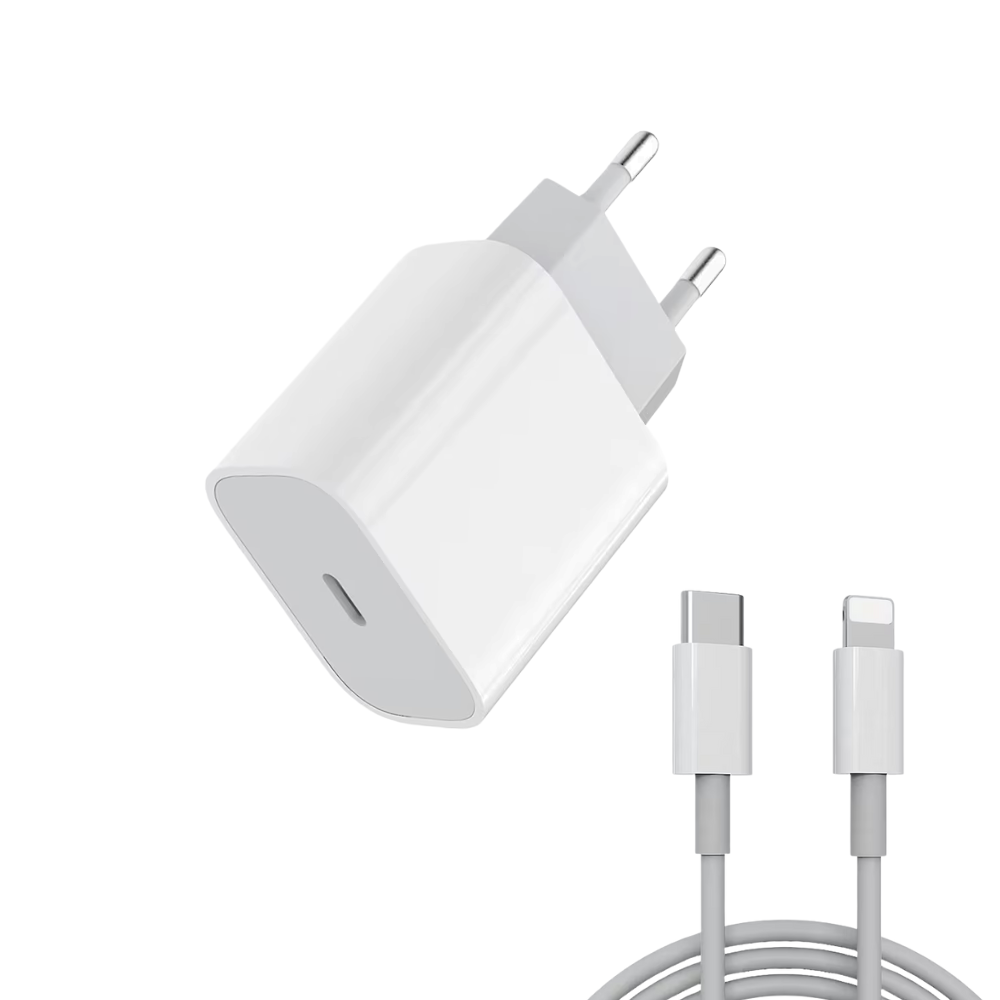 Incarcator compatibil cu iPhone/iPad/AirPods, cablu de date Lightning, Fast charge 25W, Alb