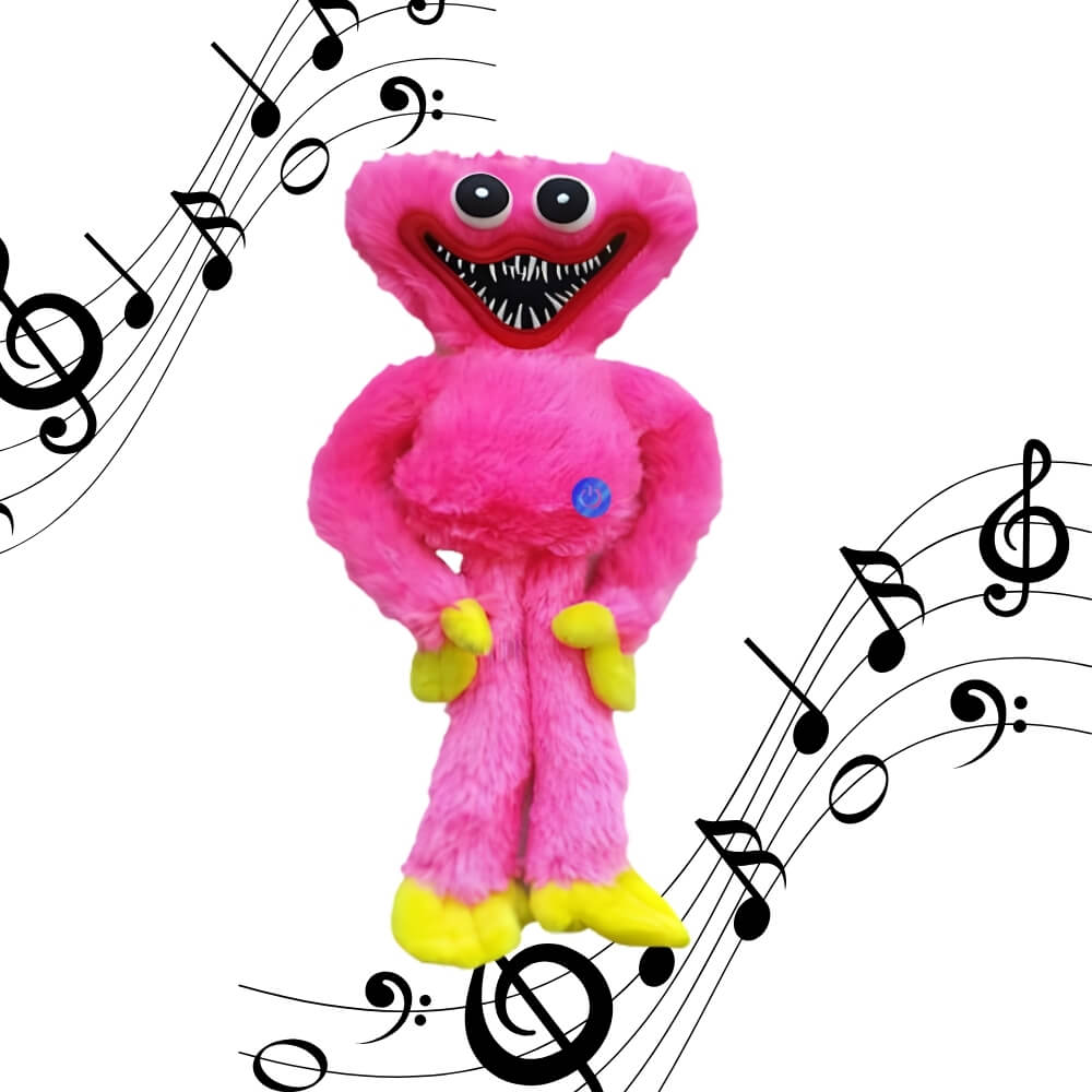 Jucarie Interactiva Plus Vorbitor Huggy Wuggy si Kissy Missy, Imita, Repeta si Canta, 40 cm, Albastru/Roz