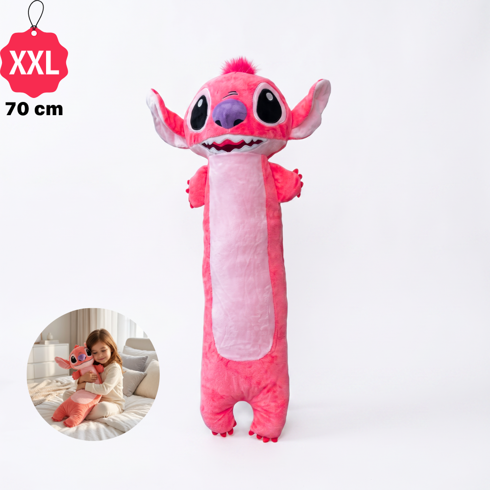 Perna Plus Lunga Stitch si Lilo, Jucarie de Plus Tip Perna Decorativa, Moale, Pufoasa si Confortabila, Perna Copii, Jucarie Cadou Premium