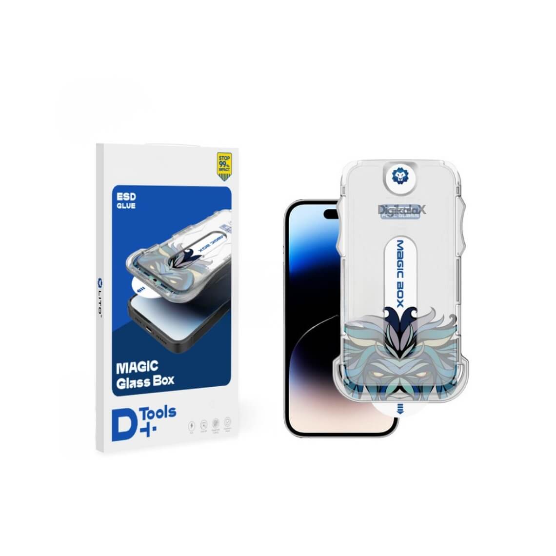 Folie Protectie Ecran Clear HD Compatibila iPhone cu Aplicator Magic Box, Sticla Securizata Lito D+ Ultra-Transparenta