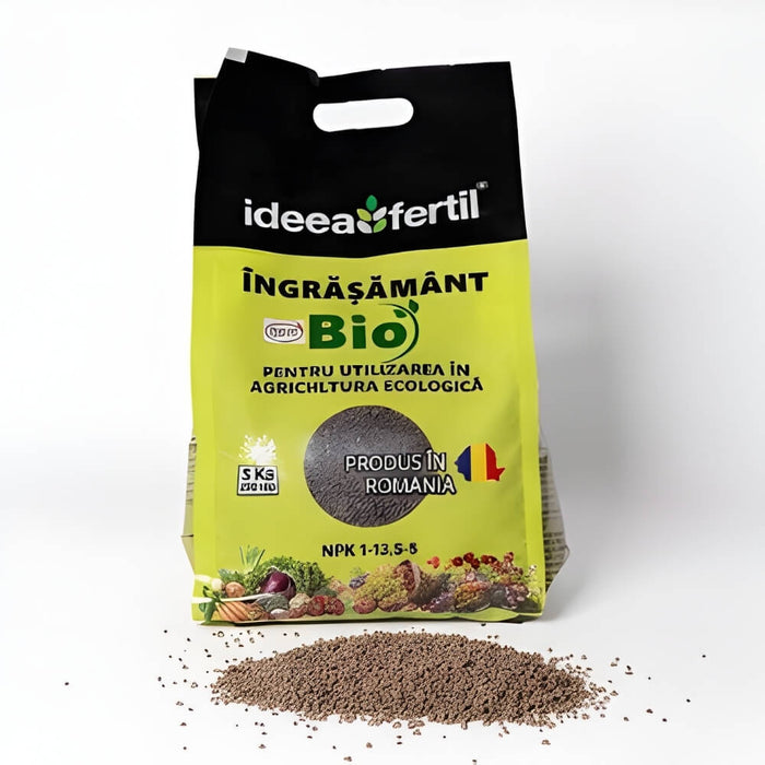 Ingrasamant Ecologic Universal IDEEAFERTIL, Granule, 5 kg, Certificat ECOCERT, Eliberare Lenta, pentru Legume, Fructe si Gazon, Produs in Romania