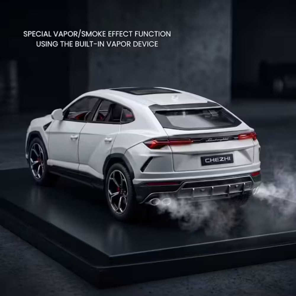 Masinuta Metalica Lamborghini Urus, Scara 1:24, Lumini, Efecte Sonore, Functie de Fum (Aburi), Usi/Portbagaj/Capota Functionale, Alb