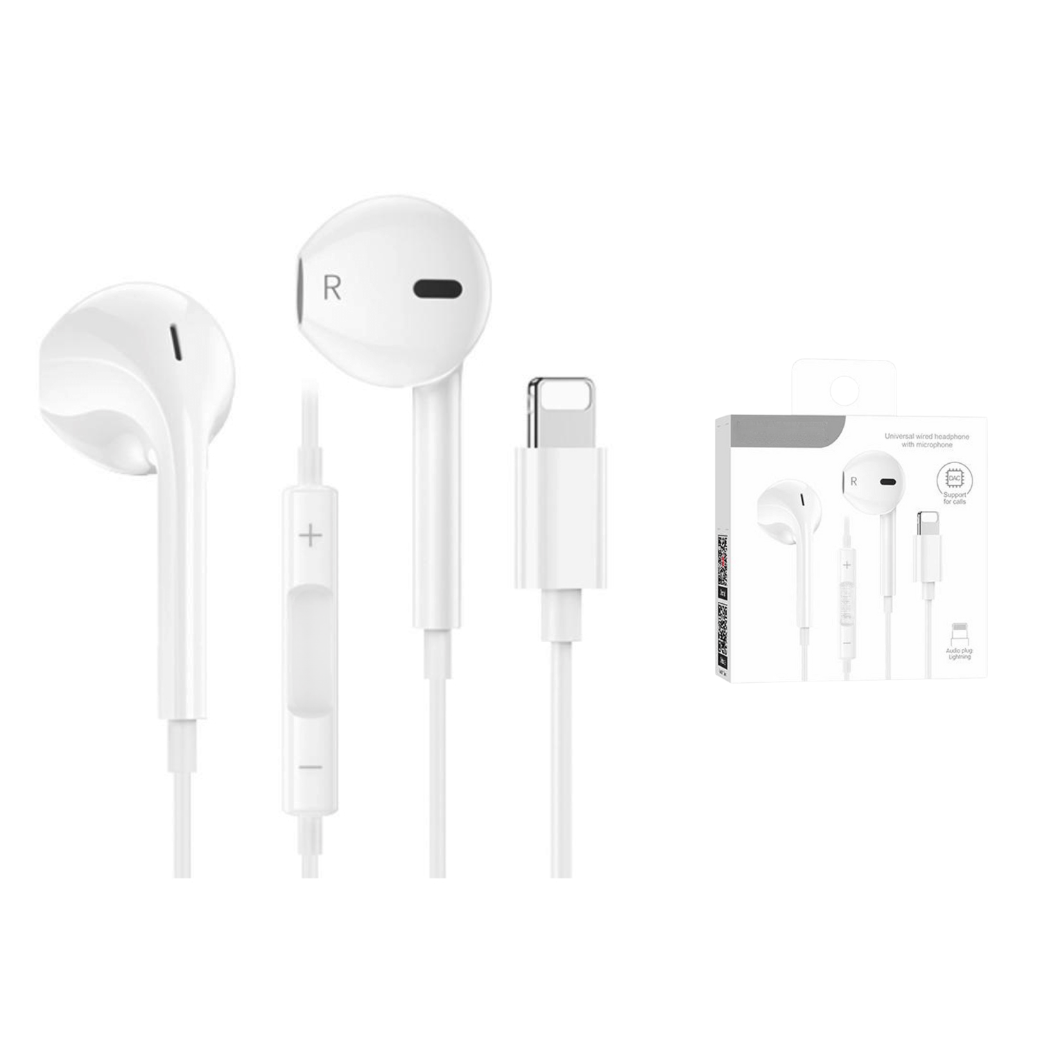 Casti cu Fir, In-ear, Compatibil cu produse Apple, Microfon & Control Volum, conector Lightning , Alb